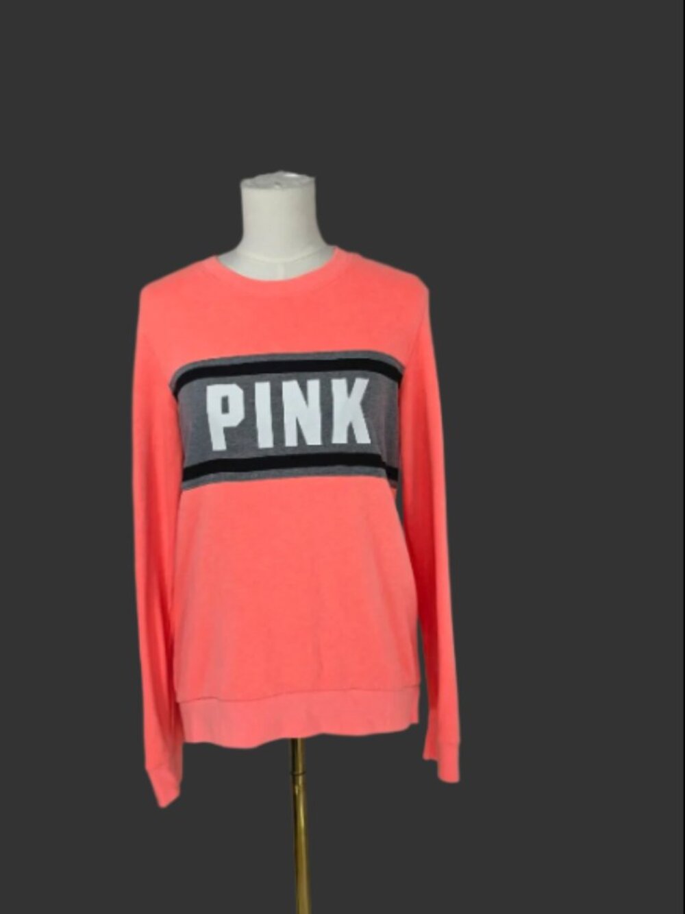 PINK Victoria’s Secret Small Neon Coral Logo Crewneck Sweatshirt